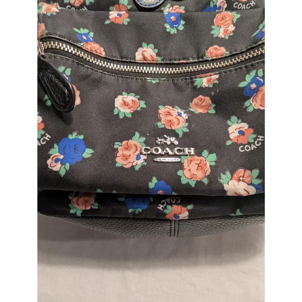 Coach Mini Charlie Backpack Tea Rose Floral Dog Patch Back Pack Purse Bag